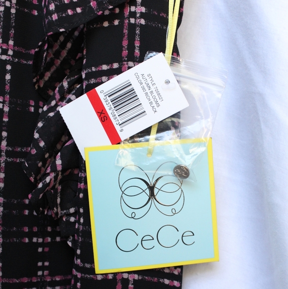 CeCe Ruffle Sleeve Sloan Plaid Blouse - Picture 3 of 7